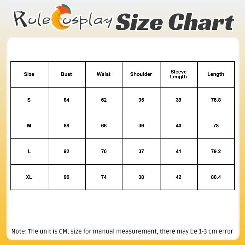 RolecosplayPastelMaidCostumeWigSetSizeChart