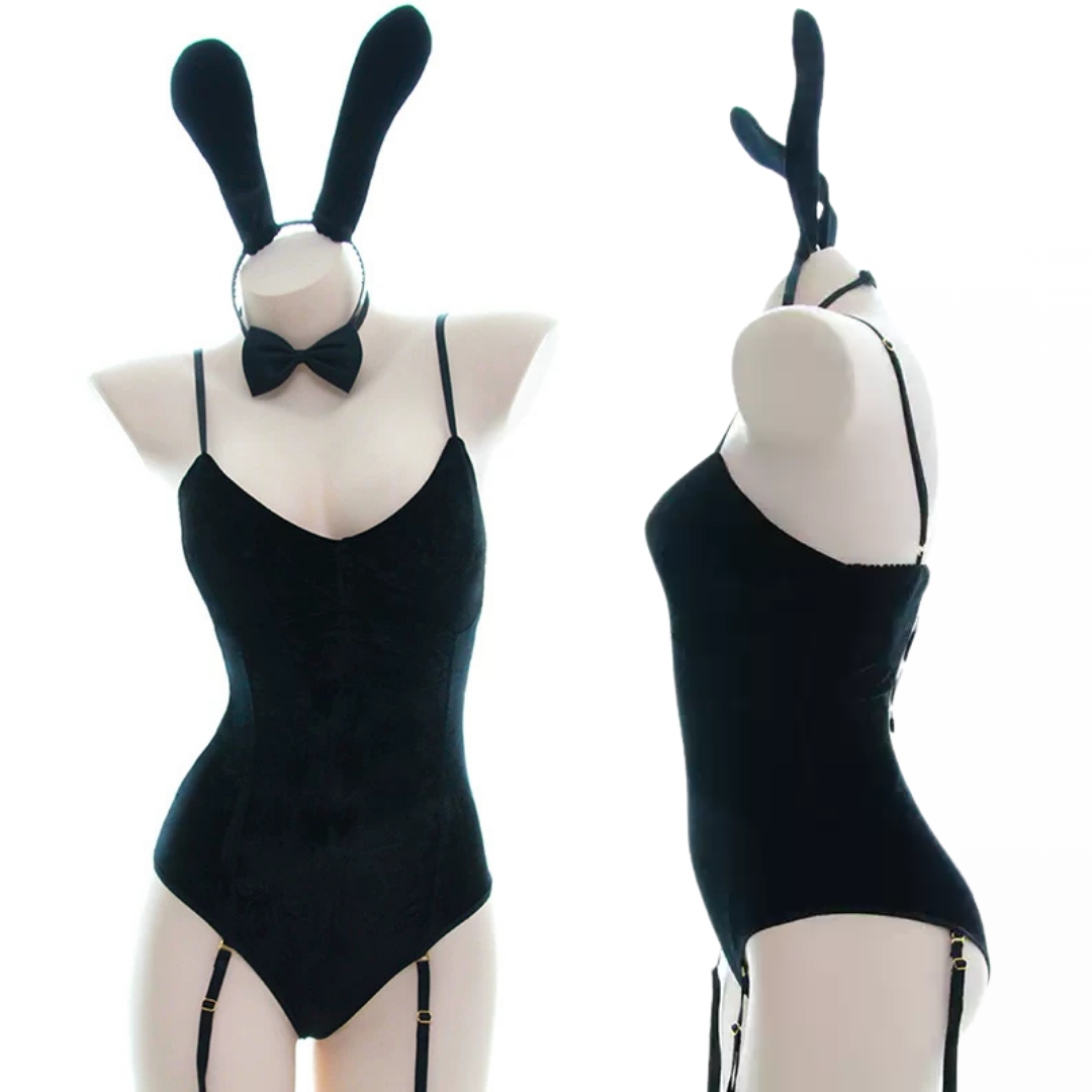 Rolecosplay Sexy Black Velvet Bunny Girl Costume