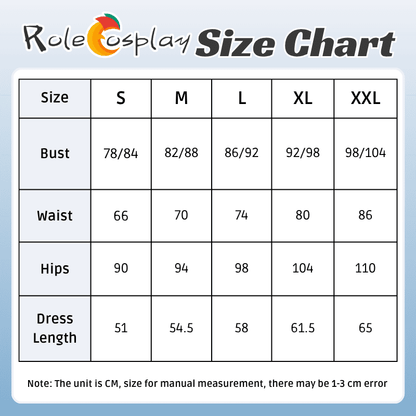 Rolecosplay Azur Lane Cheshire Hana Bride Cosplay Costume size chart