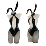 Rolecosplay Black Bunny Bodysuit Sexy Cosplay Glossy Halter Cut-Out One-Piece