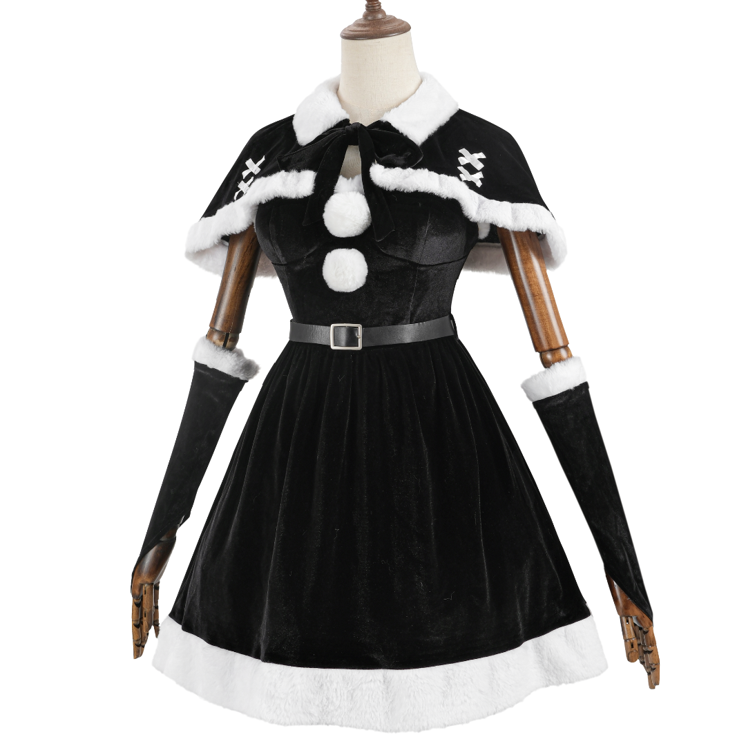 Rolecosplay Black Velvet Christmas Cosplay Dress with Shawl 2B Fanart Cosplay