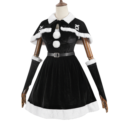 Rolecosplay Black Velvet Christmas Cosplay Dress with Shawl 2B Fanart Cosplay