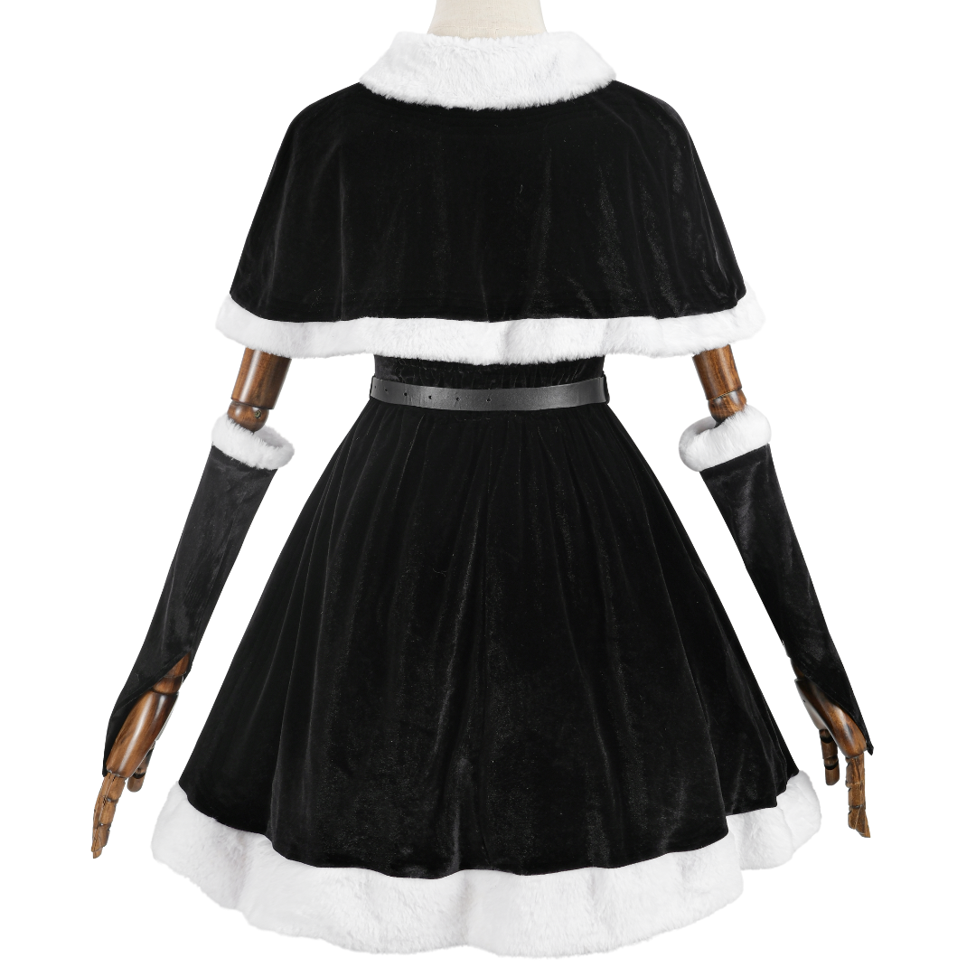 Rolecosplay Black Velvet Christmas Cosplay Dress with Shawl 2B Fanart Cosplay