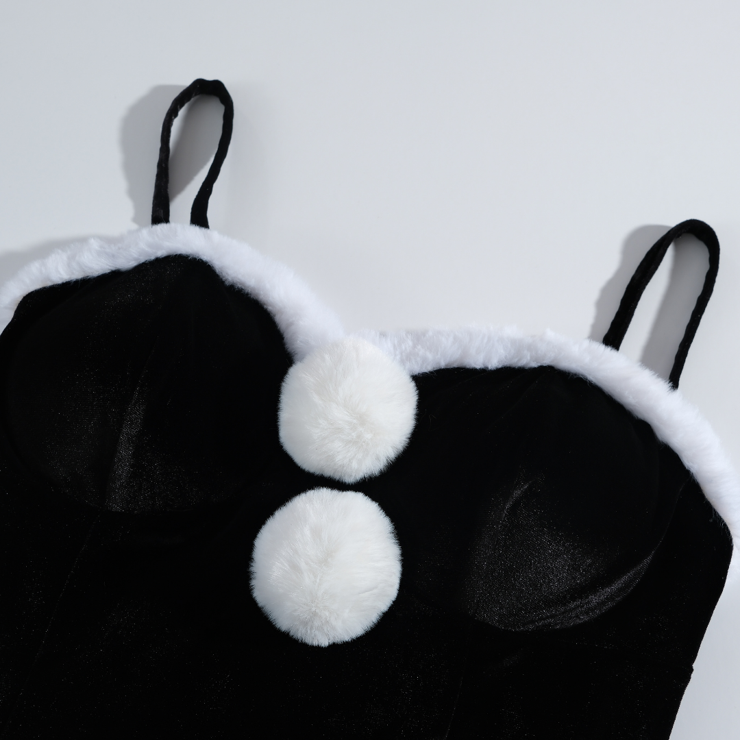 Rolecosplay Black Velvet Christmas Cosplay Dress with Shawl 2B Fanart Cosplay