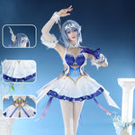 Blue and white fantasy cosplay costume set, full costume view