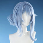 Blue and white fantasy cosplay costume set, wig and headpiece view