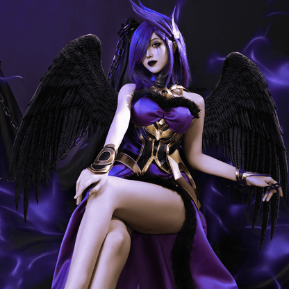 Rolecosplay Fallen Angel Morgana Cosplay Costume LOL Female Outfit
