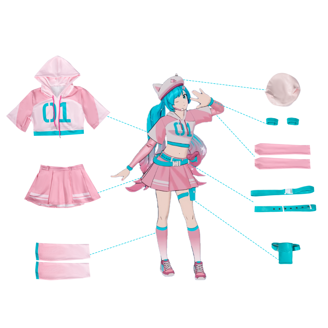 Rolecosplay Fortnite Hatsune Miku Pink Skirt Cosplay Costume