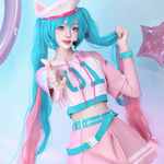 Rolecosplay Fortnite Neko Singer Pink Skirt Cosplay Costume set