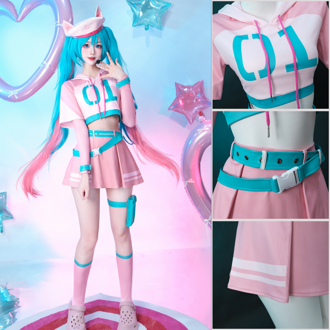 Rolecosplay Fortnite Neko Singer Pink Skirt Cosplay Costume set