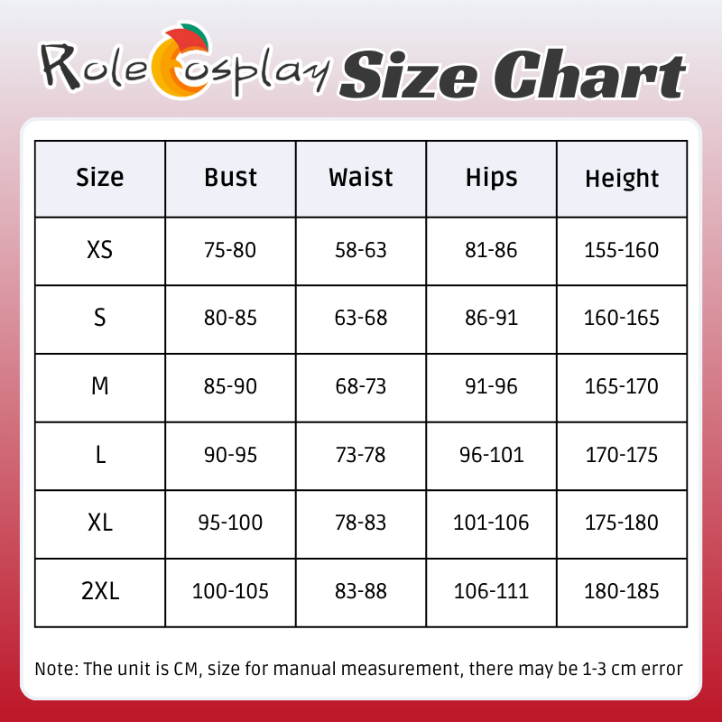 Rolecosplay Genshin Impact Alice Cosplay Costume size chart