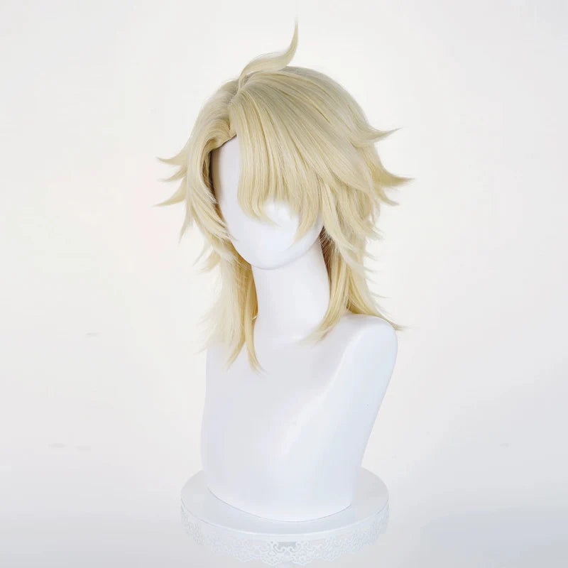 Rolecosplay Genshin Impact Varka Gold 35cm Halloween Cosplay Wig2