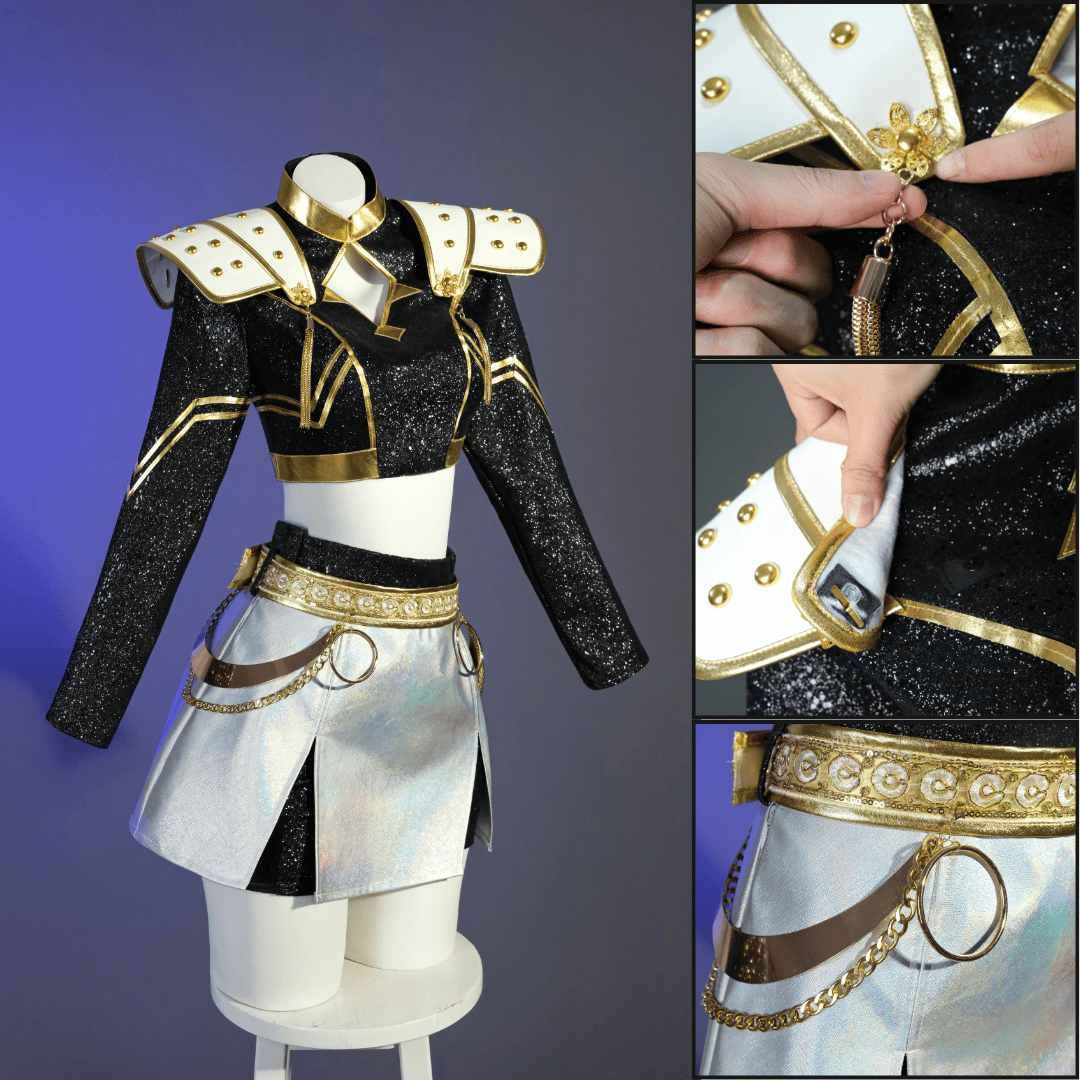 Rolecosplay Kpop Demon Hunter Zoey Golden Black Set Cosplay Costume