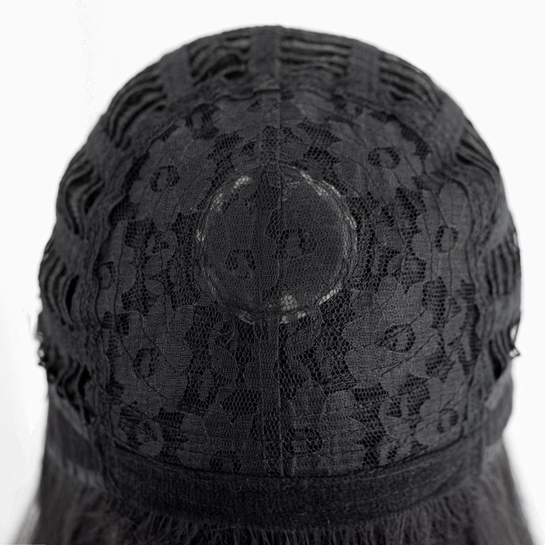 Black lace wig cap on a white background Rolecosplay LOL After Hour Ahri Cosplay Wig