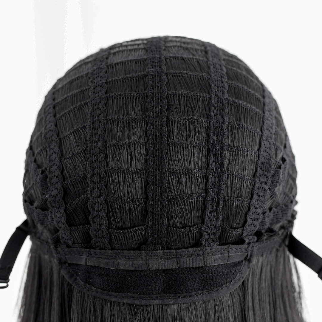 Black lace front wig cap on a white background Rolecosplay LOL After Hour Ahri Cosplay Wig