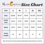 Rolecosplay LOL Golden Spatula Perfume Gem Ahri Cosplay Costume size chart