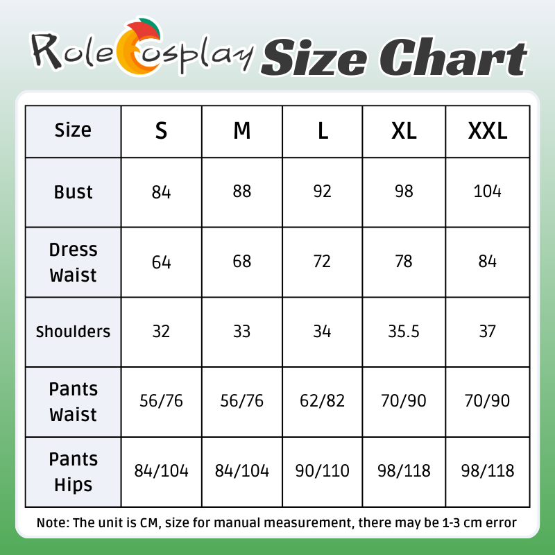 Rolecosplay LOL Panda Pal Lux Cosplay Costume size chart