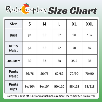 Rolecosplay LOL Panda Pal Lux Cosplay Costume size chart