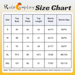 Rolecosplay LOL Samira Cosplay Costume size chart