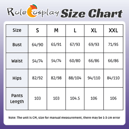 Rolecosplay LOL Spirit Blossom Akali Cosplay Costume size chart