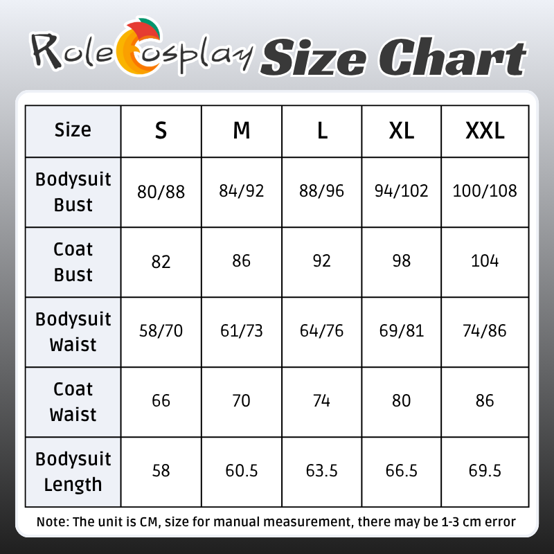 Rolecosplay_NIKKE_Ade_Agent_Bunny_Cosplay_Costume_size_chart