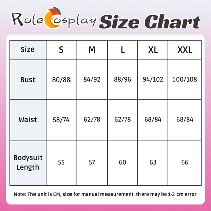 Rolecosplay NIKKE Dorothy Bunny Cosplay Costume Sexy Cosplay size chart
