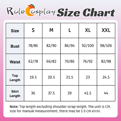 Rolecosplay NIKKE Dorothy Maid Cosplay Costume Full Set Size Chart