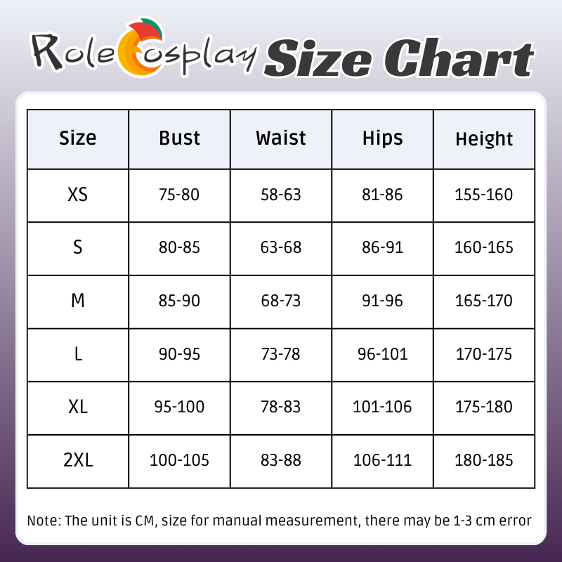 Rolecosplay Overwatch Magical Girl Juno Cosplay Costume Black Red Set size chart