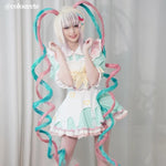 Rolecosplay pastel maid costume wig set worn by model