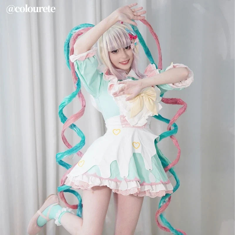 Rolecosplay pastel maid costume wig set model view