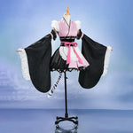 Rolecosplay pink and black maid costume angled view