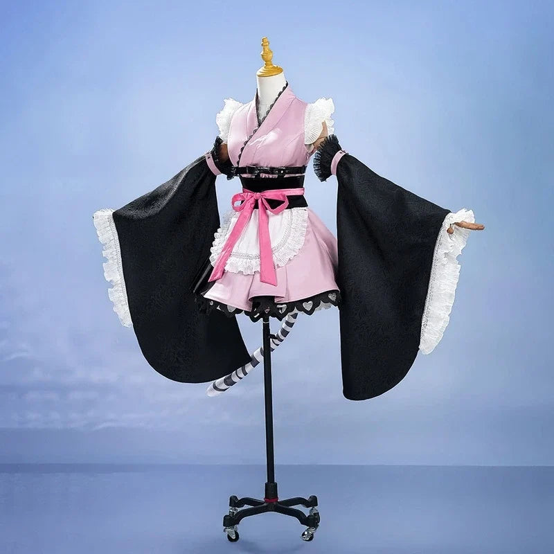 Rolecosplay pink and black maid costume back view