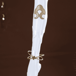 Decorative white staff with gold emblem and design on a dark background Rolecosplay Wuthering Waves Iuno Cosplay Costume