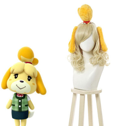 Animal Crossing Isbelle Long Curly Blond Cosplay Wigs