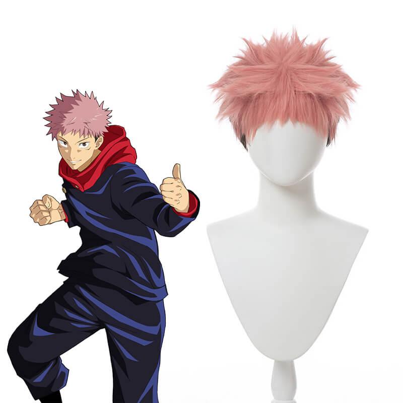 Anime Jujutsu Kaisen Yuji Itadori Pink mixed Black Men Cosplay Wigs