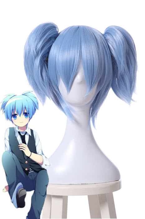  Assassination Classroom Shiota Nagisa Blue Fade White Wig