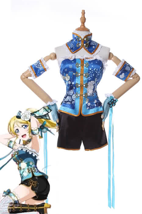 Love Live Ayase Eli Blue Beautiful Anime Cosplay Costumes