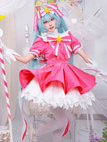 Hatsune Miku Ima Sugu Rinne Cosplay Costume Pink Magical Girl Dress with Oversized Skirt, Wig and Wand Options