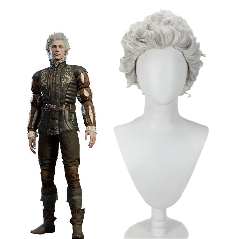 Baldur's Gate 3 Astarion Short Curly Grey Cosplay Wig