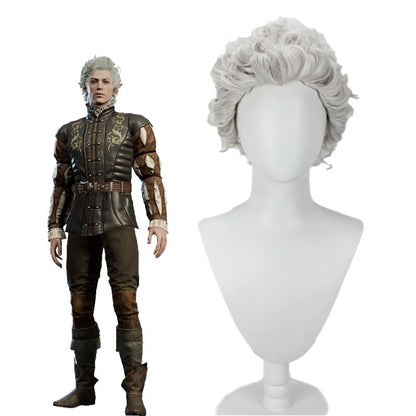Baldur's Gate 3 Astarion Short Curly Grey Cosplay Wig