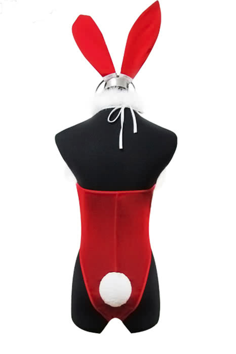 Hollowen Christmas Sexy Bunny Bodysuit Red Cosplay Costumes