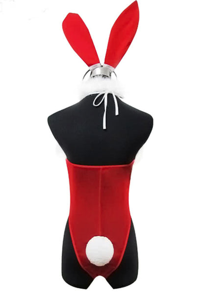 Hollowen Christmas Sexy Bunny Bodysuit Red Cosplay Costumes