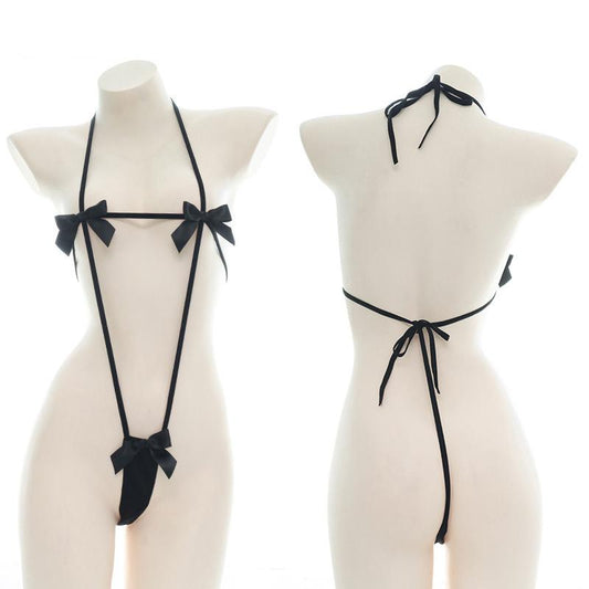 Black Bow Sexy Bikini Cosplay Costume