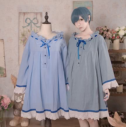 Black Butler Ciel Phantomhive Blue Retro nightdress Cosplay Costume