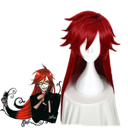 Black Butler Death Scythe Grell Sutcliff  Red Long Cosplay Wig