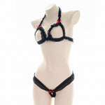 Black Lace Sexy Hollow Bikini Cosplay Costume