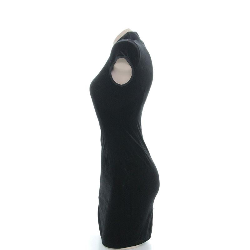 Black Velvet Cheongsam Dress Cosplay Costume 