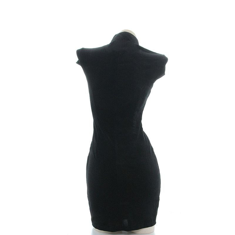 Black Velvet Cheongsam Dress Cosplay Costume 