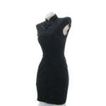 Black Velvet Cheongsam Dress Cosplay Costume 