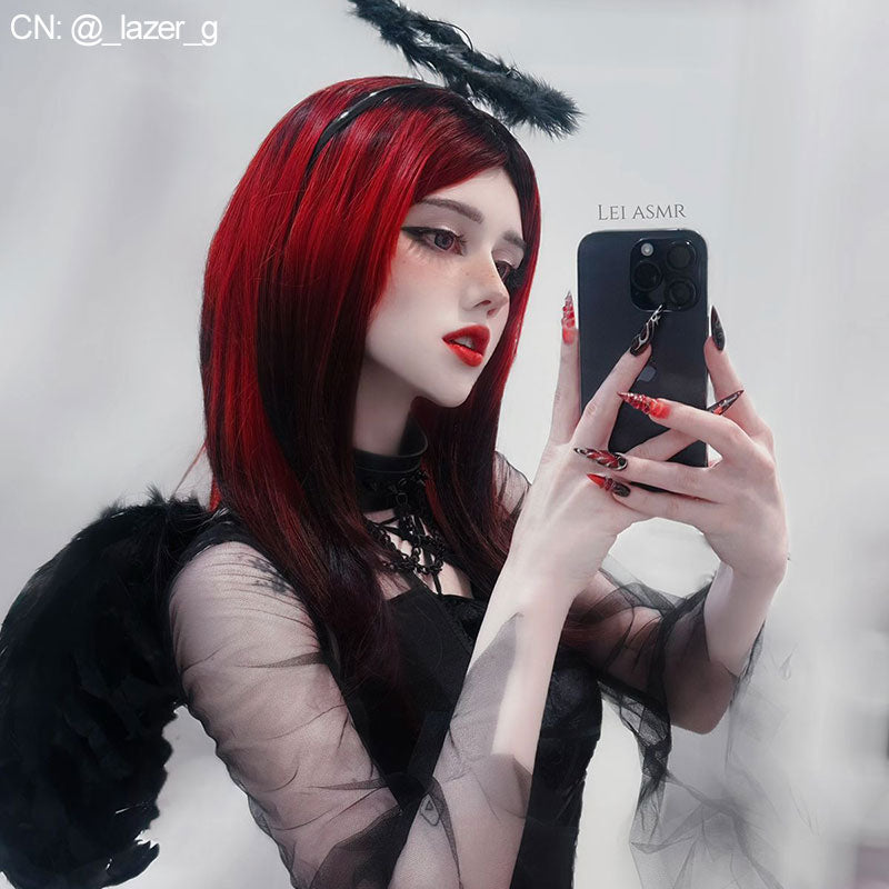 Black winged halloween Vampire Costumes With black headwear ring